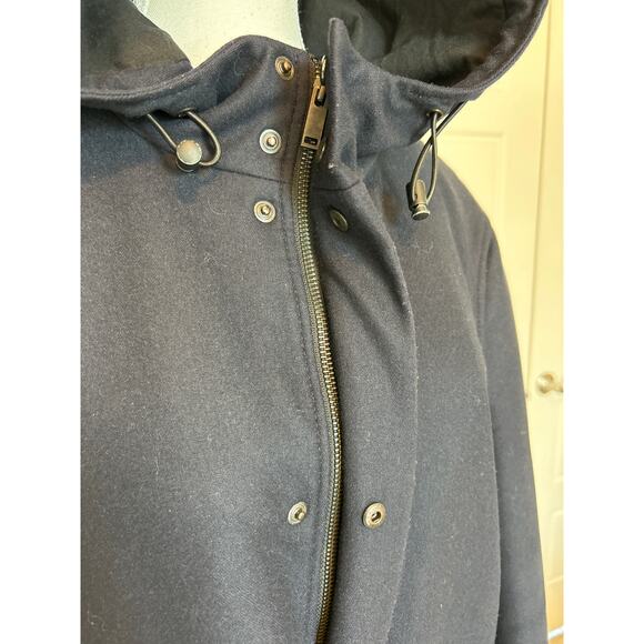 COS | Navy Blue Wool Blend Hooded Parka Coat | 38R - Picture 11 of 14